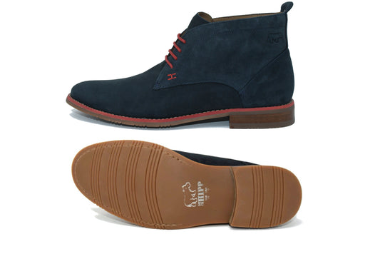 HIPPY CHIC BOOTS -  NAVY BLUE AND RED