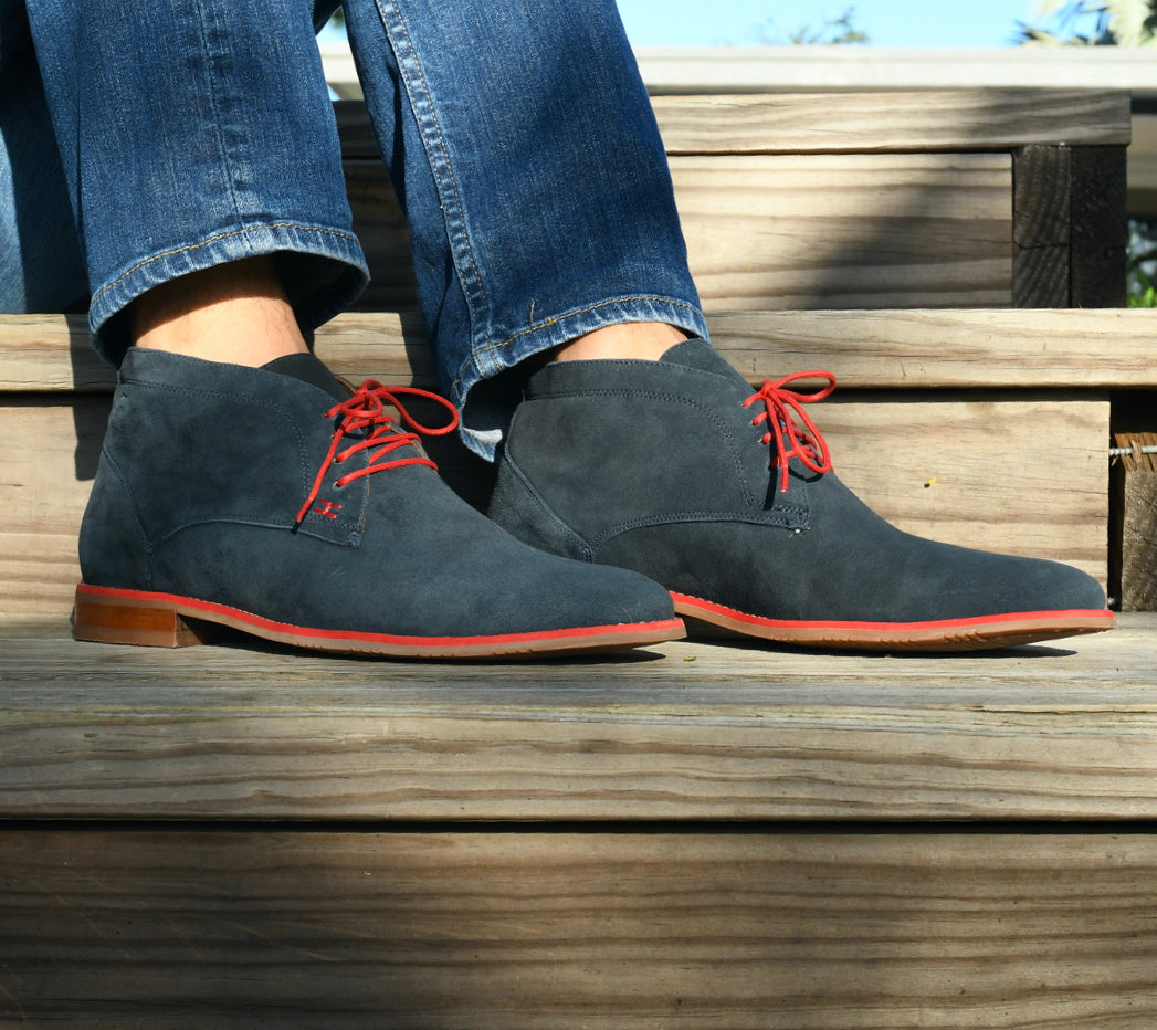 HIPPY CHIC BOOTS -  NAVY BLUE AND RED